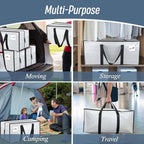 6 Pack Extra Heavy Duty Large Moving Bags with Strong Zipper, White | Comfortable Handles, Sturdy & Durable Clothes Storage Bags Totes Bins, Blue Packing Moving Boxes for College Supplies - Image 7
