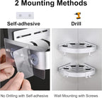 DUFU Adhesive Corner Shower Caddy with Hooks, Silver, 2 Pack - Image 4