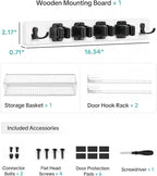 BS-VOG Over the Door Broom Holder with Basket, Wooden Mop & Broom Organizer - Image 7