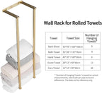 Towel Racks for Bathroom, NEWRAIN Stainless Steel Rolled Towel Storage Wall Mounted Bath Towel Holder for Folded Large Towel Washcloths, Bathroom Organizing Brushed Gold - Image 3