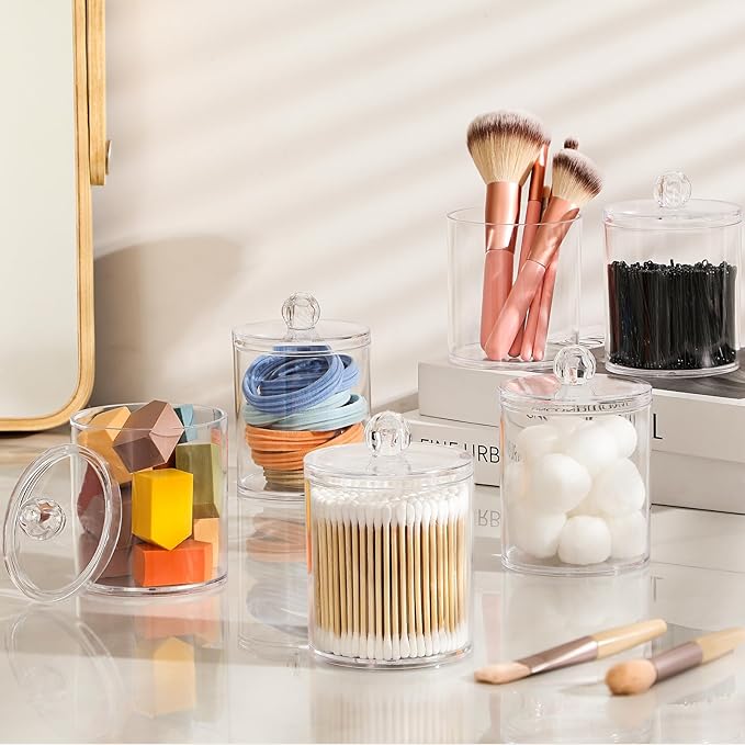 3 Pack Acrylic Qtip Holder Dispenser for Cotton Swabs, Balls, Floss Picks - Image 4