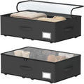 EE-RoomWorld Underbed Storage Bins with Wheels, No Assembly Required - 7.5 inch height Black Large Capacity Rolling Underbed Containers for Shoes, Dorm under bed storage drawers by EASIERLIFEENJOYWORLDBEAUTY