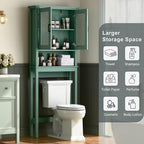 Over The Toilet Storage Cabinet, Over Toilet Bathroom Organizer with Glass Doors and Adjustable Shelf, Thicken Frame Above Toilet Storage Cabinet Behind Toilet Bathroom Organizer, Halcyon Green - Image 4
