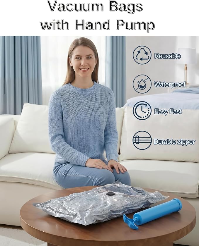 Travel Vacuum Bags with Hand Pump, 6-Pack - Image 6