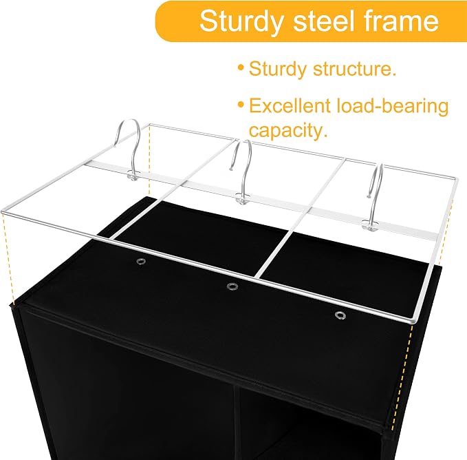 Libeder Shoe Organizer for Closet, 15 Shelf Hanging Closet Storage Shelves - 10 Shoe Rack Organizer and 5 Compartment for Clothes with 6 Side Mesh Pockets for Scarf, Socks,Gloves, Black - Image 6