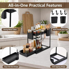 Under Sink Organizer for Bathroom/Kitchen, Large Capacity with Hooks & Cups - Image 3