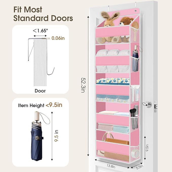 1Pack Over The Door Organizer Large Capacity Hanging Storage Room Organizer | 40 lb Capacity, Ultra-Sturdy, Foldable, Mesh Design with Clear Window, Space-Saving Organizer for Pantry, Nursery & Closet - Image 2