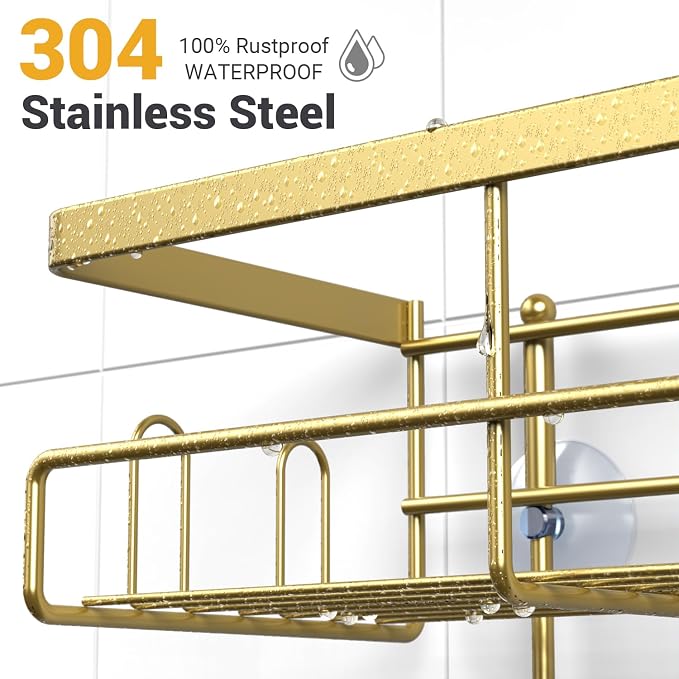 Hanging Shower Caddy Over Showerhead - Rustproof No Drill Shower Organizer - Image 3