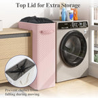 Optish 90L Pink Slim Laundry Hamper, Large Laundry Basket with Handles, Baby Hamper for Nursery, Dorm, Bedroom, Living Room, Collapsible Laundry Basket - Image 6