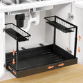 Under Sink Organizer, 2-Tier Slide Out kitchen Storage Metal Shelf, Black by AisslroDirect