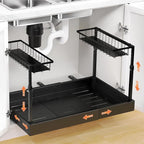 Under Sink Organizer, 2-Tier Slide Out kitchen Storage Metal Shelf, Black by AisslroDirect