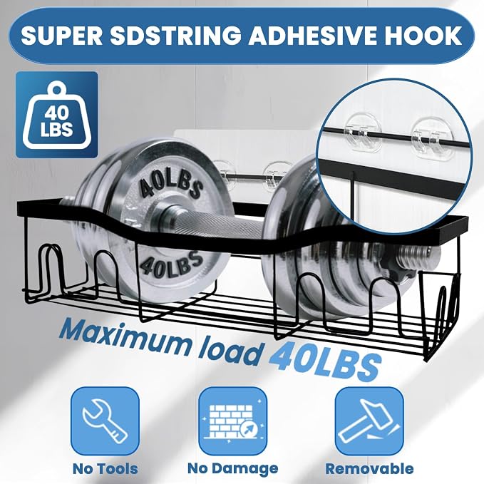 2 Pack Shower Caddy Adhesive Replacement, Shower Shelf Strong Adhesive Hooks, No Drilling, Transparent WaterProof Strips for Bathroom Shelves & Kitchen Racks - Image 2