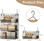 Jautokerdar 3 Tier Closet Hanging Shelves with Divider, Extra Large Closet Organizers and Storage, Clothes Hanging Organizer Clothing Sweaters Handbags Clutches Accessories - Image 3