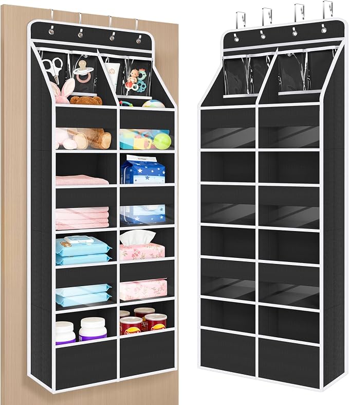 Univivi Upgraded Over the Door Organizer for Baby Nursery, Black, 5-Shelf by Univivi