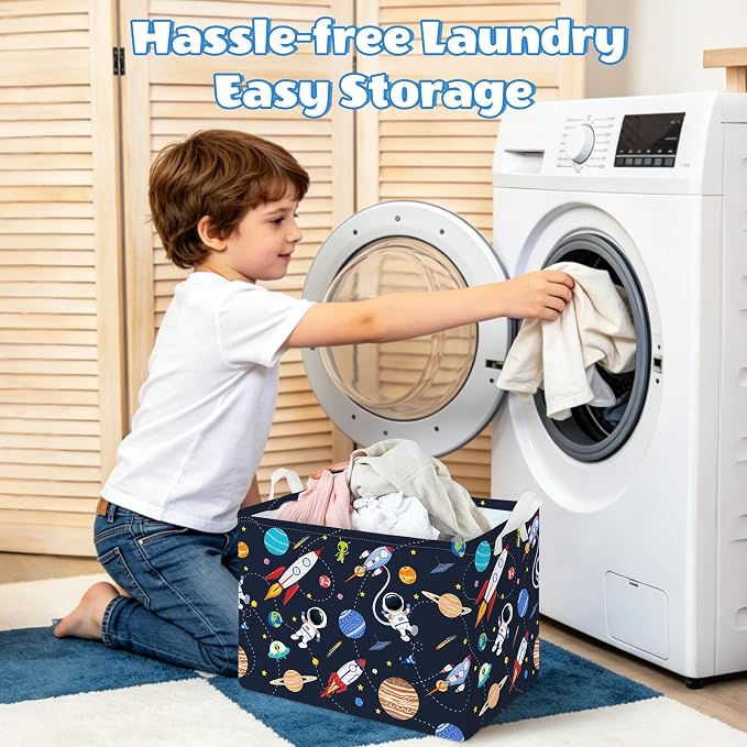 Collapsible Storage Basket Collapsible Fabric Laundry Basket with Handles - Image 6