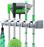LETMY Broom Holder Wall Mounted - Mop and Broom Hanger Holder - Garage Storage Rack & Garden Tool Organizer - 5 Position 6 Hooks for Home, kitchen, Garden, Tools, Garage by Letmy