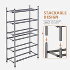 STORAGE MANIAC Expandable Shoe Rack, 12 Pairs Stackable Small Shoe Rack, Metal Adjustable Shoes Organizer for Closet, Entryway, Hallway, Garage, Front Door, Shoes Shelves, Black 3 Tier - Image 5
