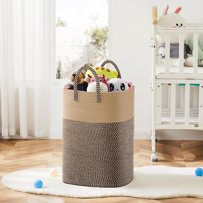 Artfeel Laundry Basket,Woven Cotton Rope Laundry Hamper,80L Versatile Storage for Dirty Clothes,Baby Toys,and Blankets in Bathroom, Nursery,and Living Room - Image 6