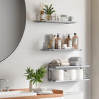 Fixwal 3+1 Tier Bathroom Floating Shelves Over Toilet, Gray - Image 2