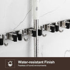 2 Pack Broom Holder Wall Mount, Stainless Steel Broom Hanger Wall Mount, Heavy Duty Mop and Broom Holder Tool Racks Utility Hooks for Laundry Room Garden Garage, Black (4 Racks and 5 Hooks) - Image 3