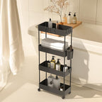 Pipishell 4 Tier Slim Storage Cart with Wheels, Laundry Cart, Black - Image 7