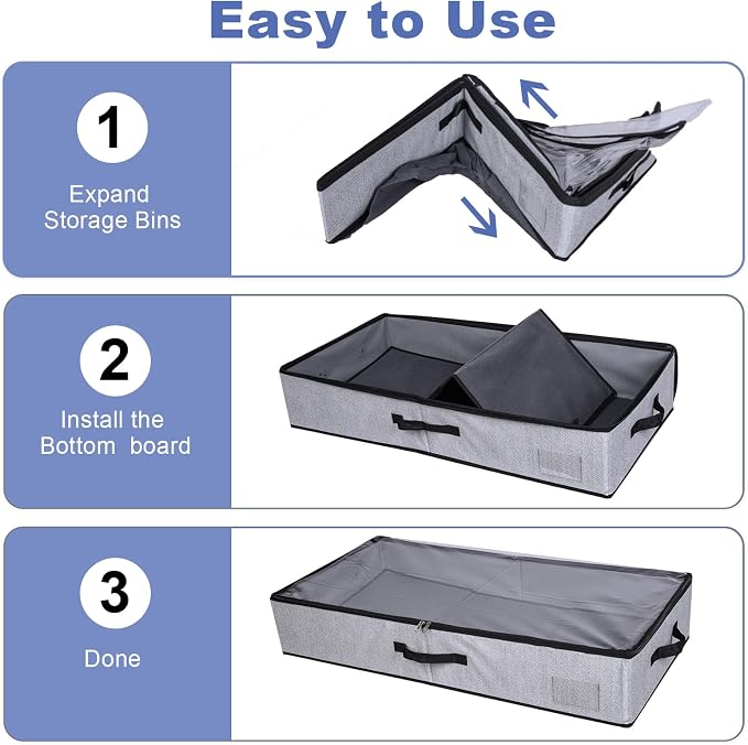 2 Pack Large Under Bed Storage Containers, Ultra-thick Fabric Underbed Bins - Image 7