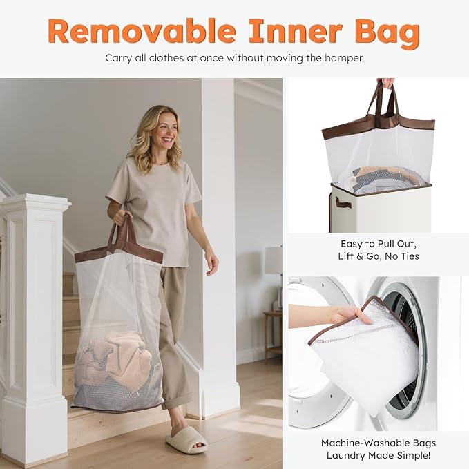 SOLEDI 100L Laundry Hamper with Lid, Large Collapsible Laundry Basket - Image 6