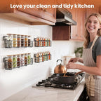 Mystozer Spice Rack Organizer Wall Mount, Hanging Spice Pantry Storage Shelf Organization, 4 Pack Space Saving Seasoning Organizer for Kitchen Cabinet, Door or Bathroom, Black - Image 2