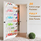 UVIAHOMI 20-30 Pairs Over the Door Shoe Organizer, Clear Pockets Hanging Shoe Storage for Closet, 10-Tier Door Shoes Rack, Handing Shoes Holder Fit All the Family's Sneakers, Boots, Heels, White - Image 3
