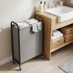GRANNY SAYS Laundry Hamper, Slim Basket with Wheels and Handles, Grey, 80L - Image 7