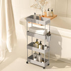 Pipishell 4 Tier Slim Storage Cart with Wheels, Laundry Cart, Gray - Image 9