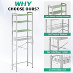Kalrin Over-The-Toilet Storage Rack, 4-Tier Bathroom Organizer Shelf Over Toilet with Adjustable Shelf and Basket, Freestanding Space Saver Bathroom Shelves Above Toilet for Room (Avocado Green) - Image 6