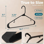 HOUSE DAY Black Plastic Hangers 40 Pack, Slim Space-Saving Clothes Hangers - Image 3