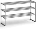 SONGMICS Shoe Rack, 3-Tier Shoe Organizer, Metal Storage Shelf | for Entryway, Upright or Upside Down, for 16-20 Pairs, Stackable, 11.8 x 36.2 x 21.7 Inches, Gray ULSA303G01 by Unknown
