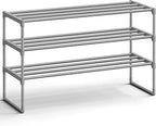 SONGMICS Shoe Rack, 3-Tier Shoe Organizer, Metal Storage Shelf | for Entryway, Upright or Upside Down, for 16-20 Pairs, Stackable, 11.8 x 36.2 x 21.7 Inches, Gray ULSA303G01 by Unknown