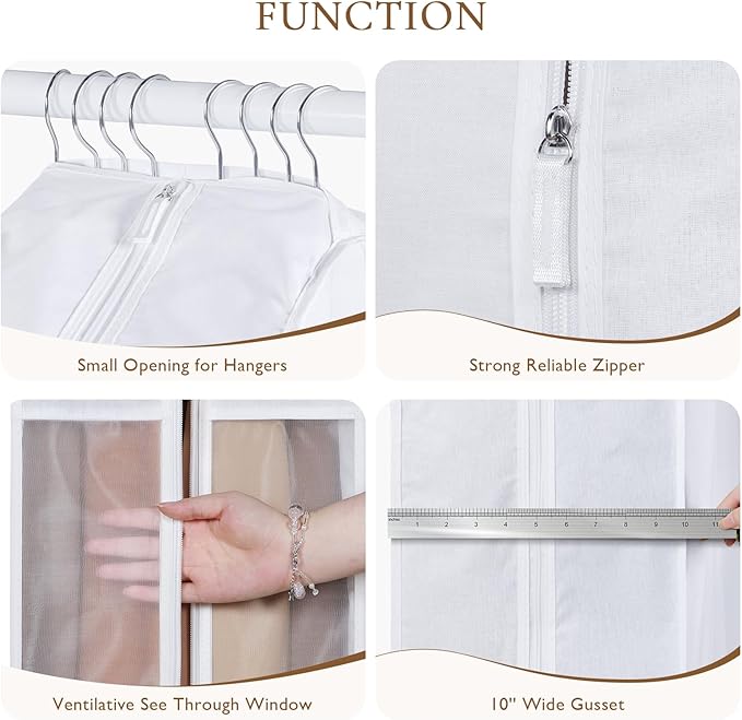 Univivi 50 Inch Cotton Hanging Clothes Bag for Storage 4 Pack, White - Image 2