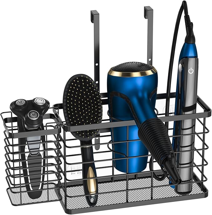 Hair Tool Organizer, Dryer Holder, 3 in 1 Blow Bathroom Organizer Wall Mounted/Cabinet Door for Flat Iron, Curling Straightener, Care & Styling Tools Storage Basket by Agotglmi
