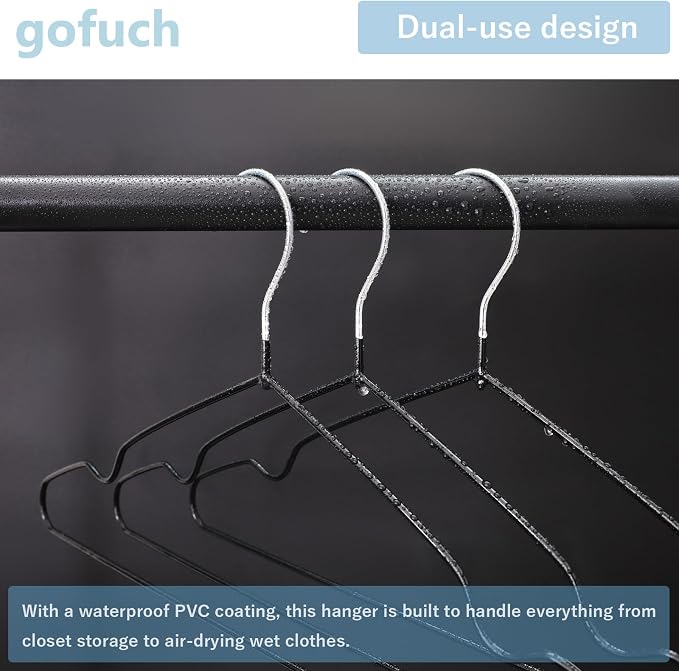 Ultra-Thin Metal Hangers, 30 Pack Non-Slip PVC Coated Space Saving Clothes Hangers for Closet, 16 inch Wide for Suits, Dresses, Jackets（White） - Image 5