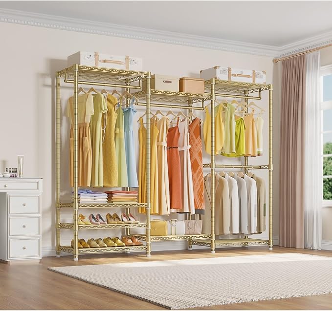 VIPEK V5 Heavy Duty Clothes Rack, Freestanding Modular Closet System, Gold - Image 2