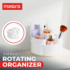 Masirs Small 360 Rotating Makeup Organizer, 5 Compartments, Round White - Image 2