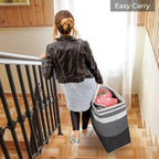 HomeHacks 2-Pack Large Laundry Basket, Waterproof, Freestanding Laundry Hamper, Collapsible Tall Clothes Hamper with Extended Handles for Clothes in The Dorm and Family Gradient Grey, 125L | Waterproof, Freestanding, Collapsible Clothes Hamper with Rei... - Image 7