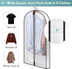 40" Clear Garment Bags for Hanging Clothes, 4" Gusseted Suit Bags for Closet Storage, Hanging Clothes Storage Suit Cover Bags with Zipper for Coats, Jackets, Shirts, 4 Packs - Image 2