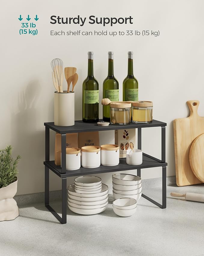 SONGMICS Cabinet Organizer Shelf, Set of 2 Spice Rack, Kitchen Storage - Image 4