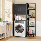 K2 Heavy Duty 7-Tier Over The Toilet Storage Cabinet（with Magnetic Doors & Adjustable Feet） Freestanding Above Toilet Shelf，Space Saver Bathroom Organizer 9.3" D x 31.5" W x 67.2" H，Black - Image 2