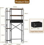 Over The Toilet Storage Rack, 7-Tier Over Toilet Bathroom Organizer with Adjustable Shelf, Above Toilet Storage with Hooks, Space-Saving, Brown Shelf - Image 2