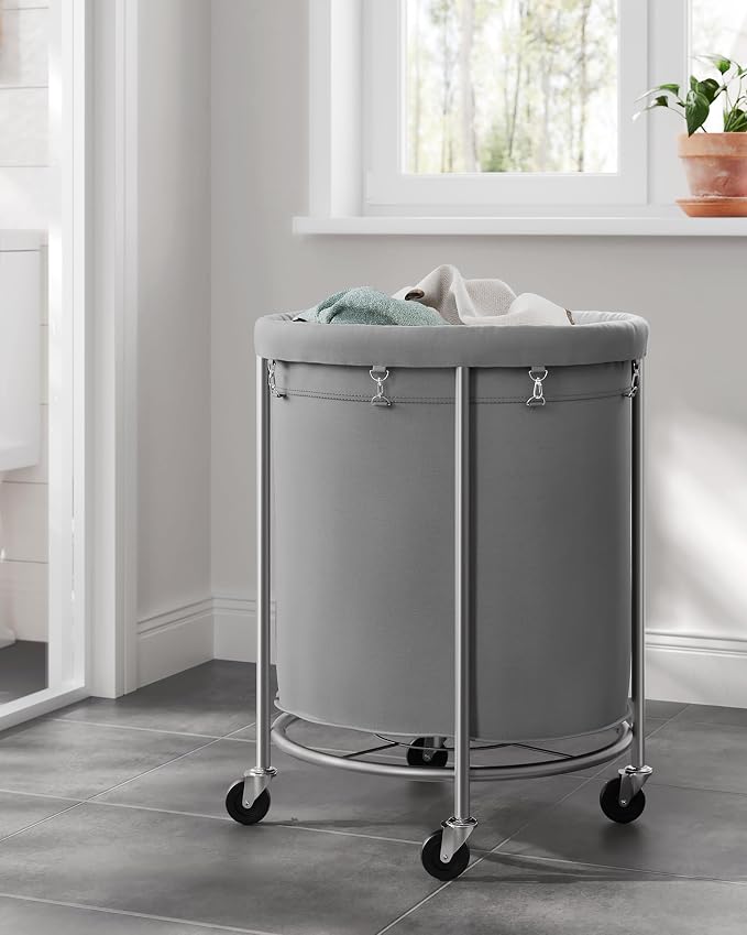 SONGMICS Laundry Basket with Wheels,190L, Steel Frame, Removable Bag - Image 9