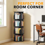 SpaceAid 4 Tier Rotating Bookshelf Tower, Spinning Bookcase Lazy Susan, Revolving 360 Book Shelf Storage Round Carousel, Vertical Rotate Turning Spiral Corner Organizer, Black - Image 5
