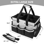 ZKOO Large Cleaning Caddy Bag with Handle, Built-in Sturdy Support Board, Adjustable Shoulder Strap, Multi-compartment Design Cleaning Supply Tote for Cleaners & Housekeepers (White) - Image 4