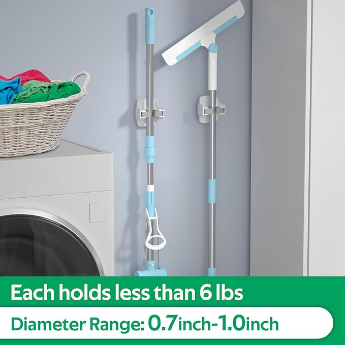 reliahom Broom Holder Wall Mount Mop Grippers organizer wall hanging,10Pack - Image 5