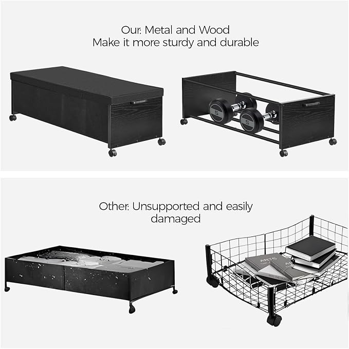 FOUCSSOMEI Under Bed Drawers on Wheels, XXXXL Size, UnderBed Storage with Wheels, Wooden Under Bed Storage, Underbelly Storage, Heavy Duty, Patented Design - Image 4